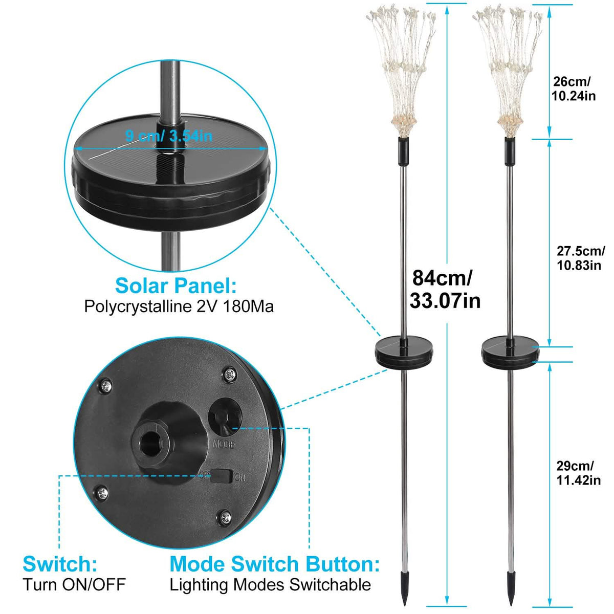 2-Piece: Solar Powered Starburst Garden Lights
