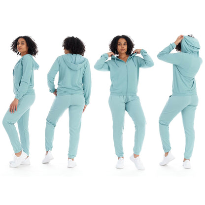 2-Piece: Women's Athleisure Fleece Jogger Sweatpants and Hoodie with Pocket Set