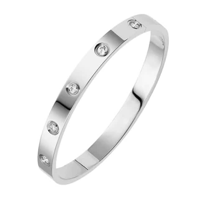 2-Piece: Women's Stainless Steel Zircon Inlay Bracelet