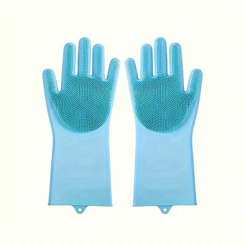 2-Pieces: 2-in-1 Pet Dog Bath Gloves with Silicone Brush