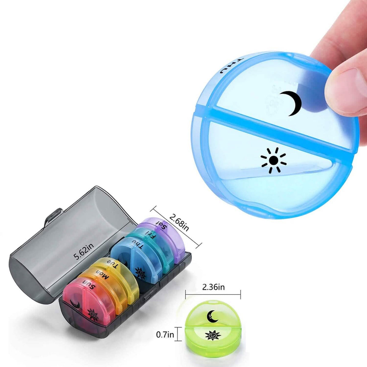 2 Times A Day AM PM Weekly Pill Organizer Large Daily Pill Box With Black Case For Travel