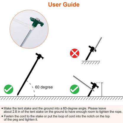 20-Piece: 9.8-Inch Tent Pegs Ropes Set