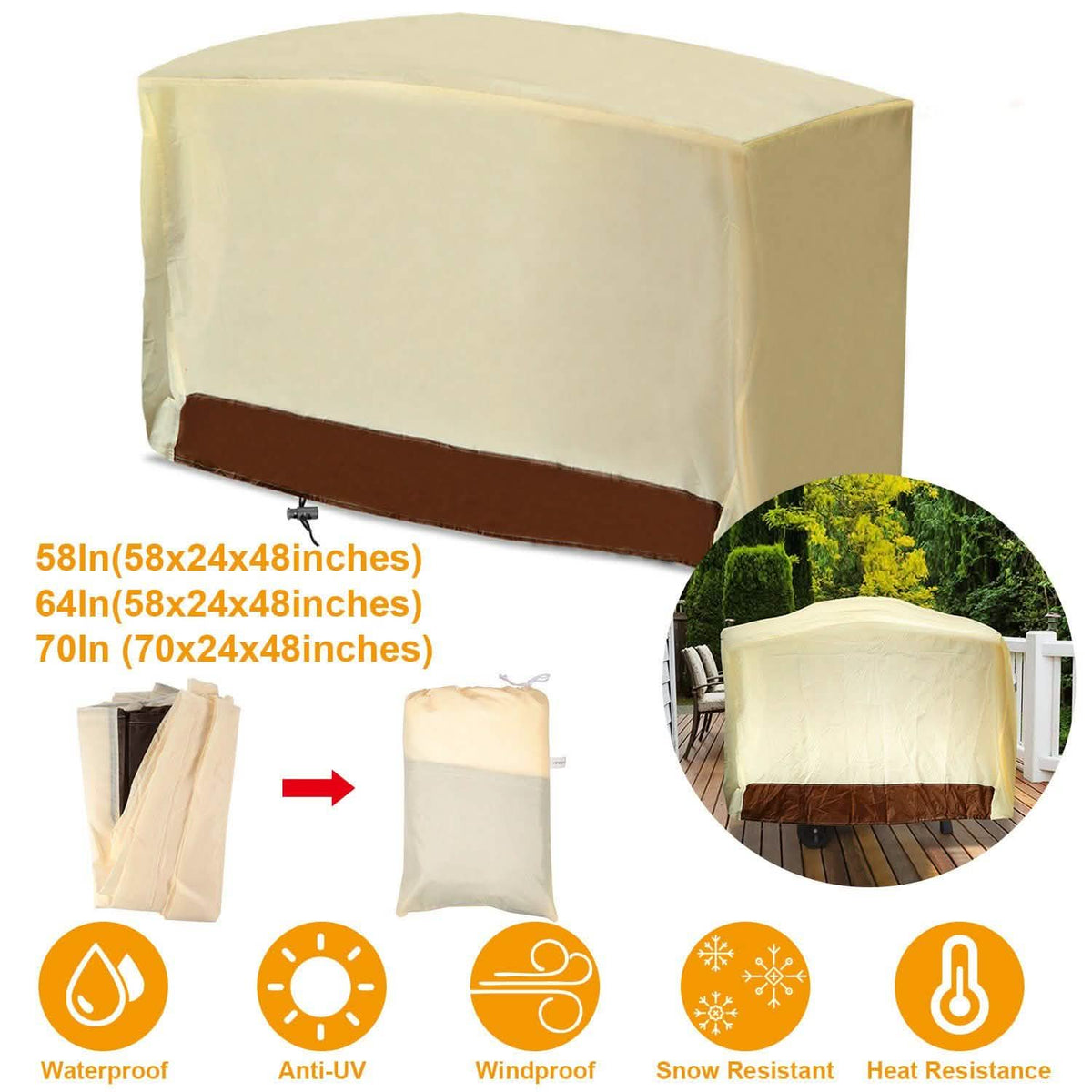 210D Waterproof Outdoor BBQ Grill Cover