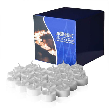 24-Pack: White LED Tealight Timer Candles Battery Operated Flameless Smokeless