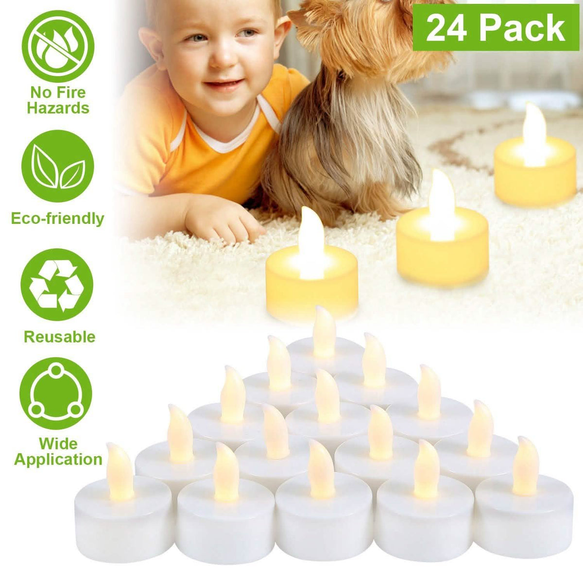 24-Piece: Flameless LED Tealight Candles