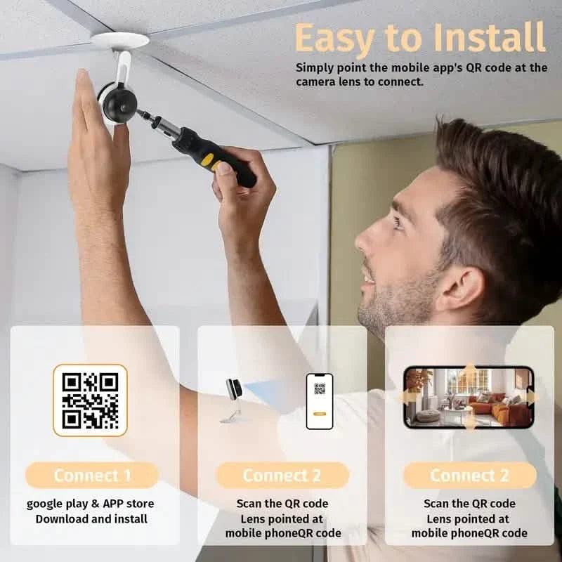 3MP Wireless Smart AI Home Security Camera – Two-Way Audio, Motion Detection, Night Vision