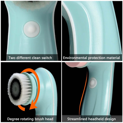 3-in-1 USB Rechargeable Facial Cleansing Brush Set Soft Scrubber Face Exfoliating