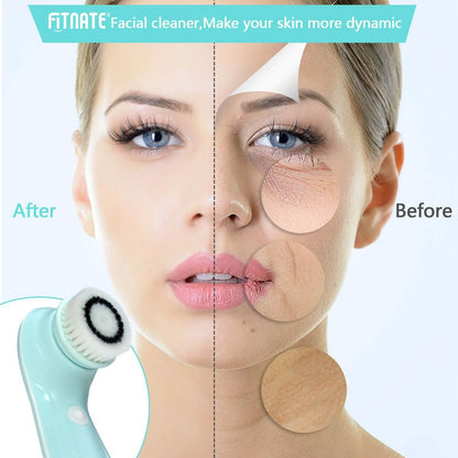 3-in-1 USB Rechargeable Facial Cleansing Brush Set Soft Scrubber Face Exfoliating