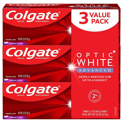 3-Pack: Colgate Optic White Advanced Teeth Whitening Toothpaste