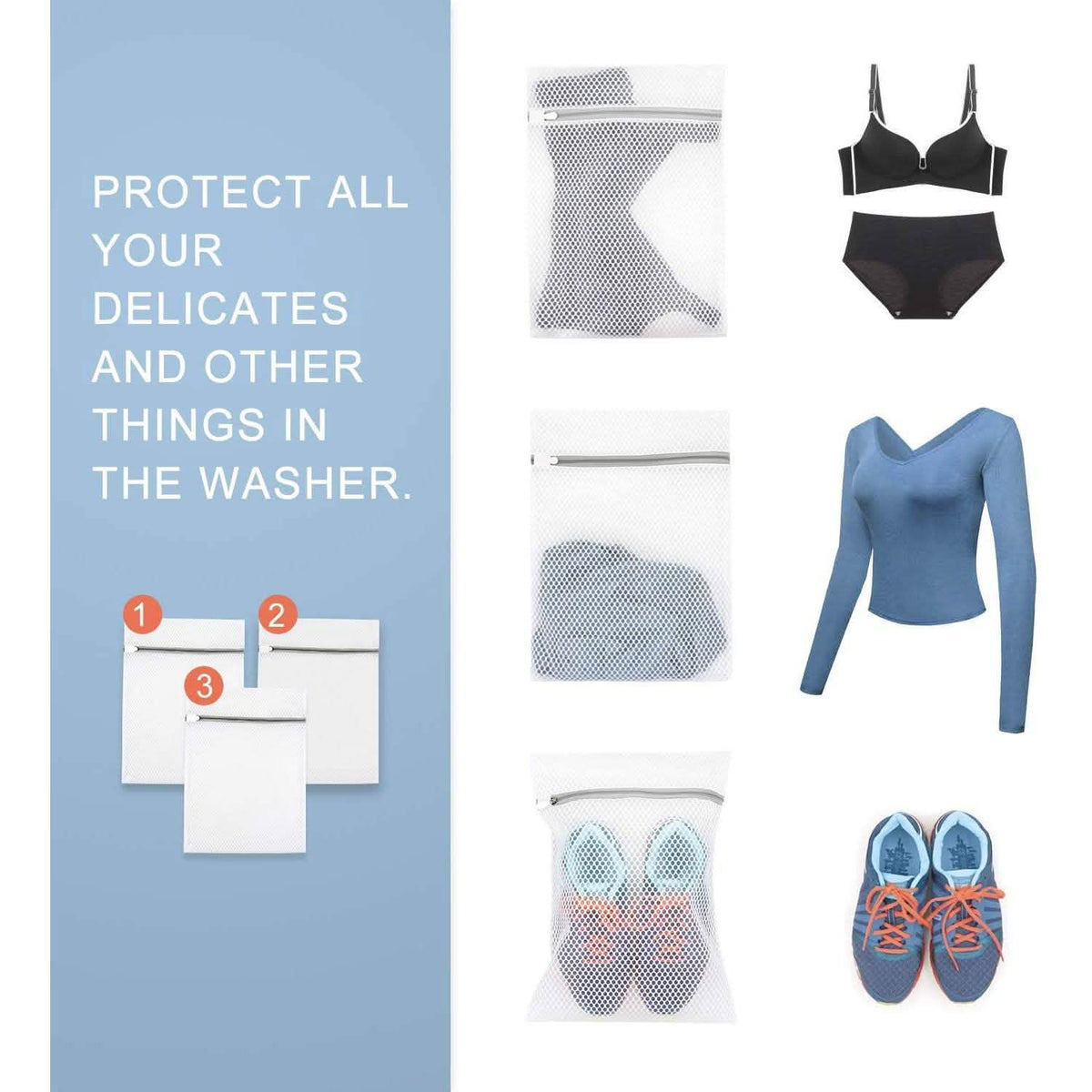 3-Pack: Durable Honeycomb Mesh Laundry Bags