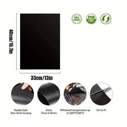 3-Pack: Non-Stick BBQ Grill Mesh Mats