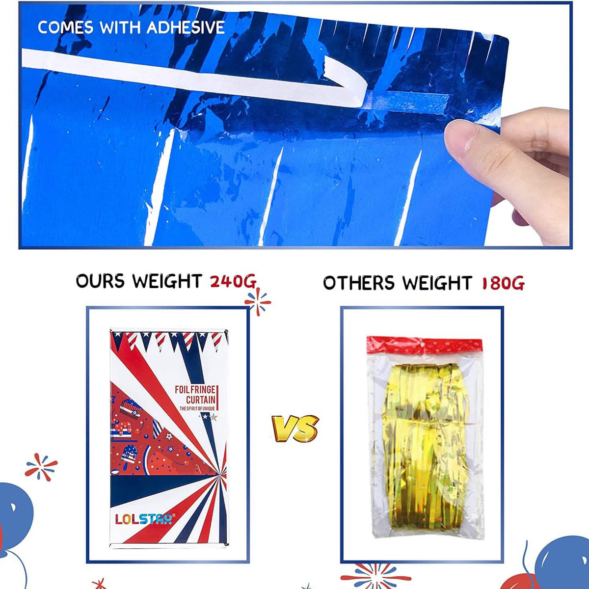 3-Pack: Tinsel Foil Fringe Curtains