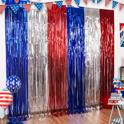 3-Pack: Tinsel Foil Fringe Curtains