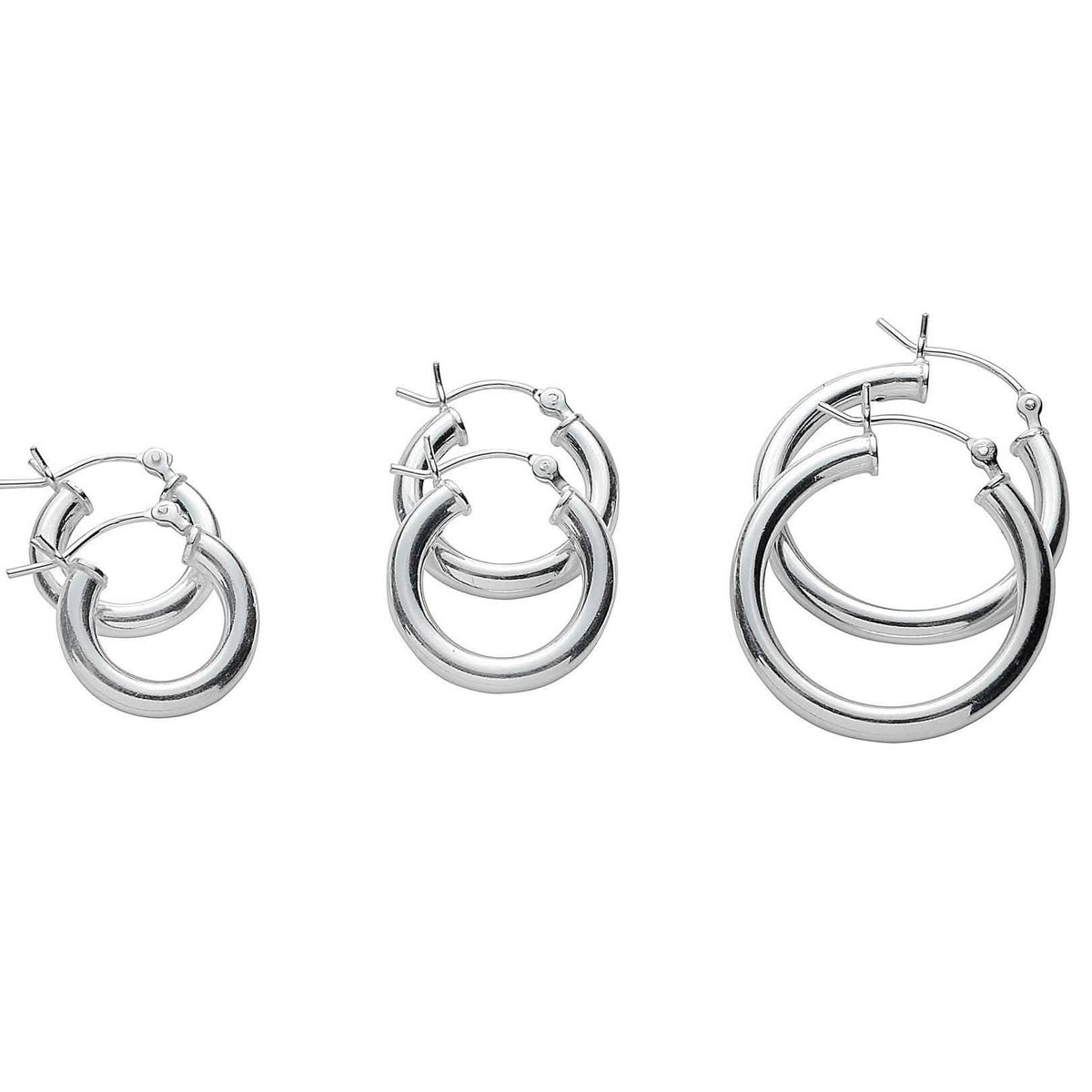 3-Pair Set: Classic Polished Hoop Earrings