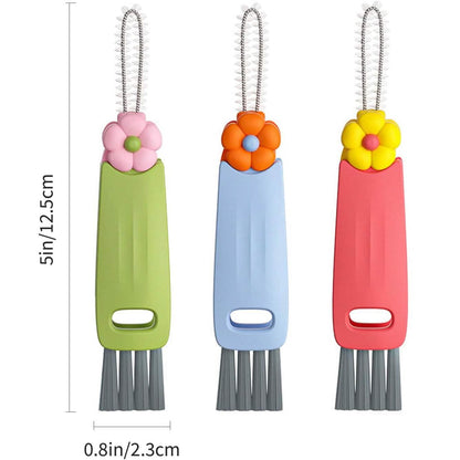 3-Piece: 3-in-1 Petal Cup Lid Cleaning Brush