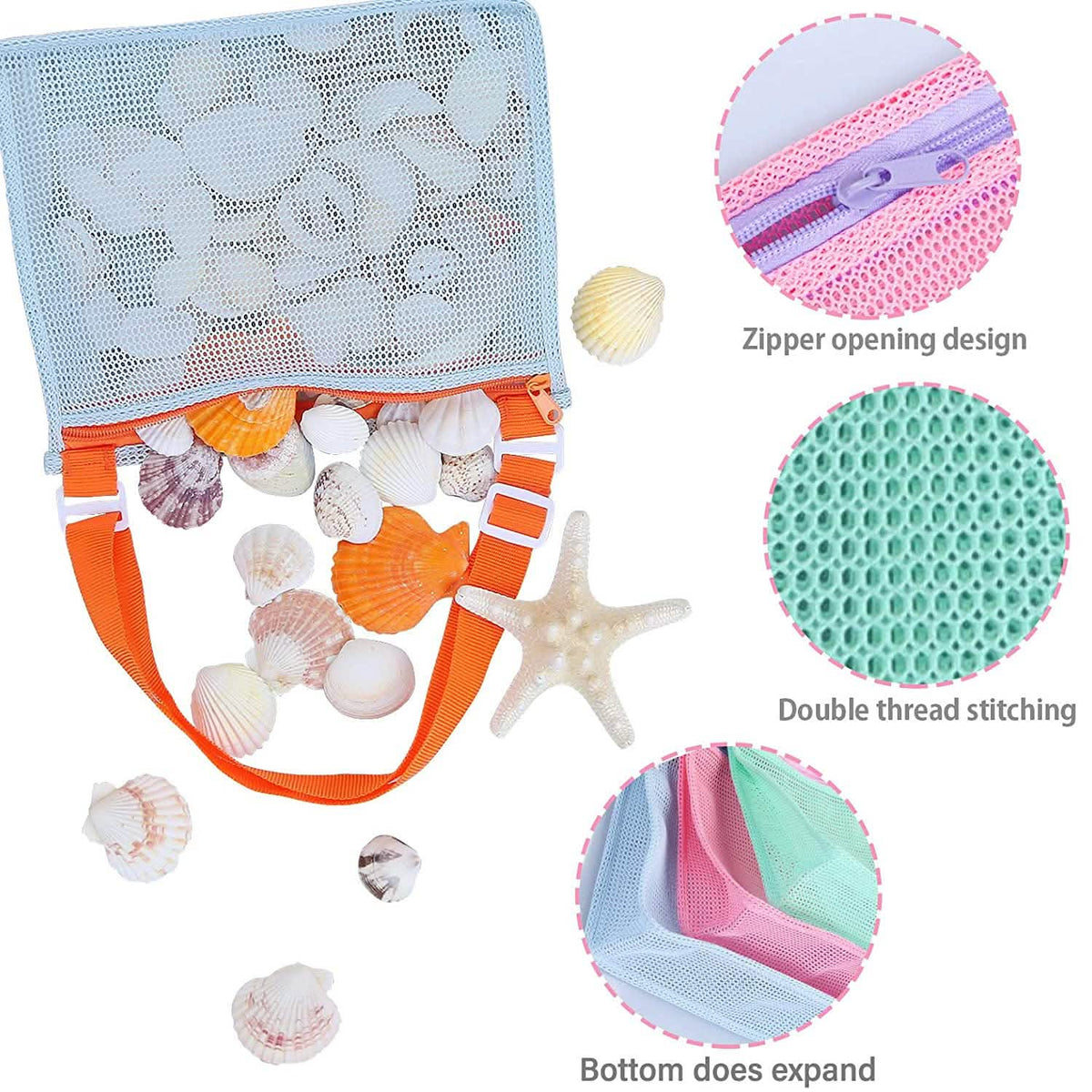 3-Piece: Mesh Toy Beach Bag