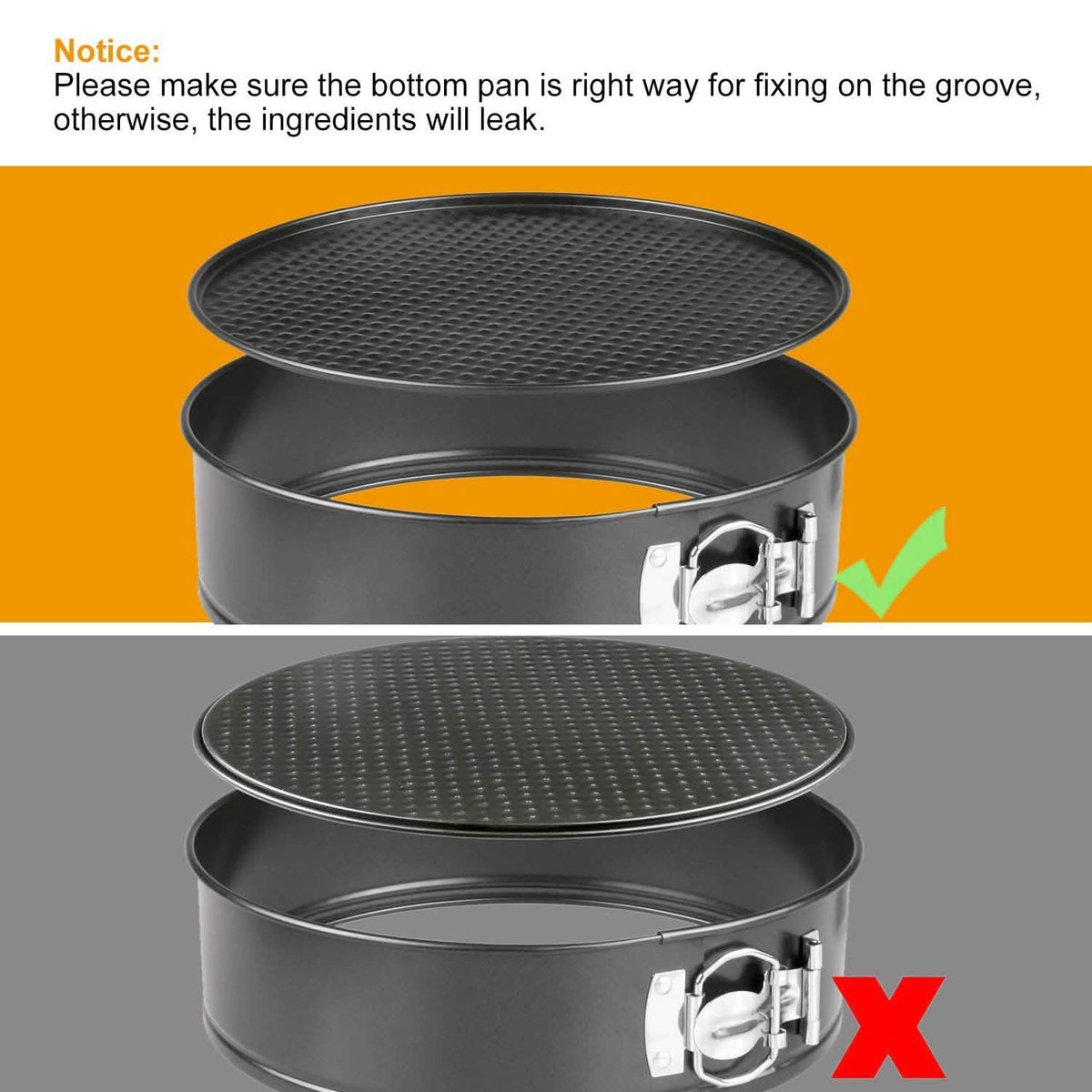 3-Piece: Non-stick Springform Cake Pan Set with Removable Bottom