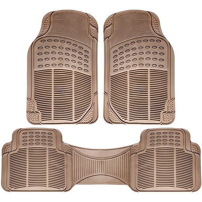 3-Piece: OxGord Car Floor Mats Ridged Rubber Full Set Universal Fit