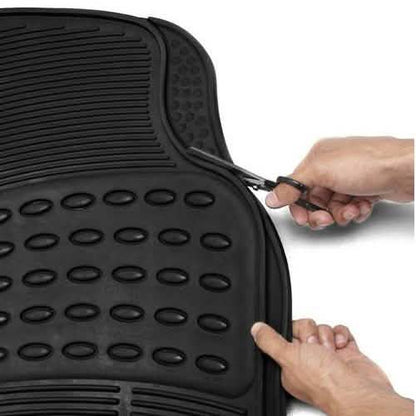 3-Piece: OxGord Car Floor Mats Ridged Rubber Full Set Universal Fit