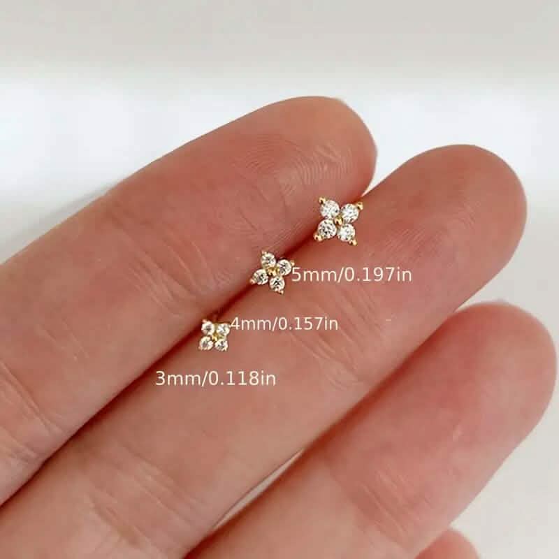 3-Pieces: Elegant Floral Stud Earrings Set