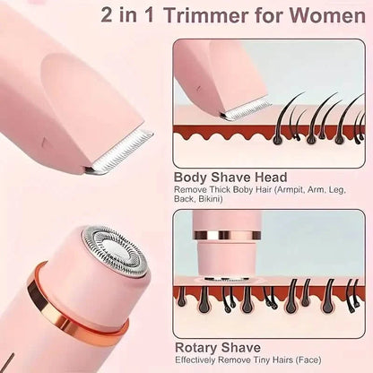 Women’s 2-in-1 Bikini & Facial USB Rechargeable Electric Razor for Wet/Dry Use