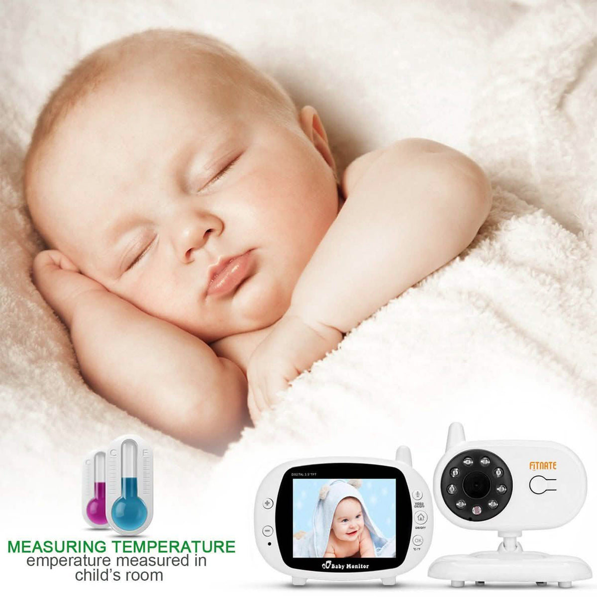 3.5" Audio Video Baby Monitor Wireless Digital Camera Night Vision Safety Viewer