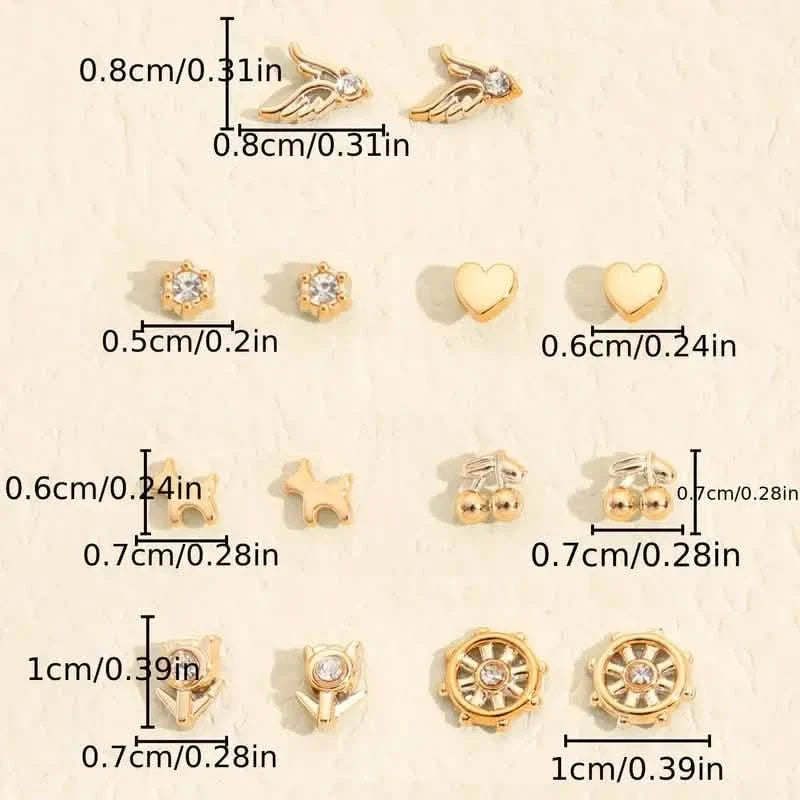 36-Pairs: Women's Fashion Earrings Set - Assorted Heart, Flower, Geometric & More