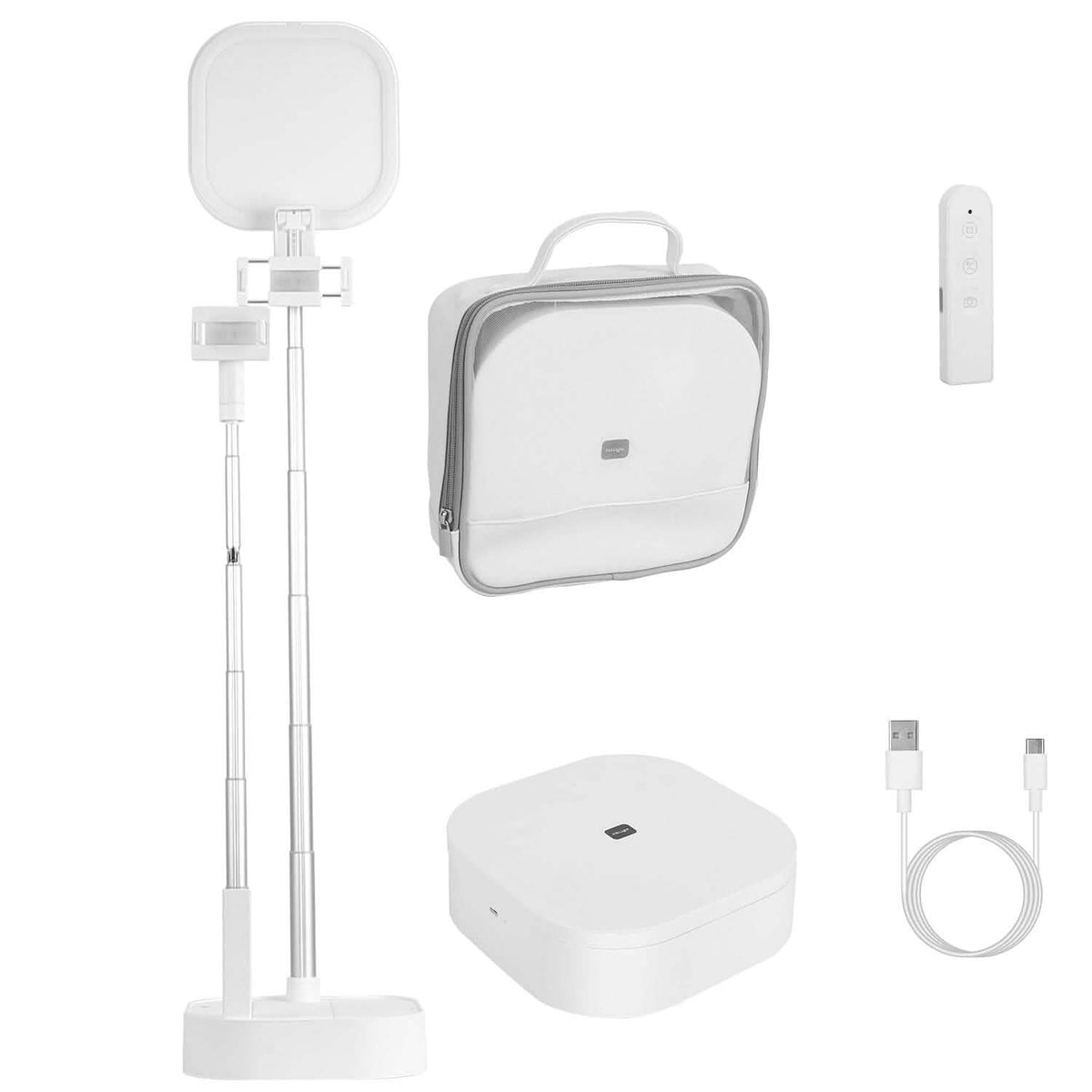 360° Rotatable Dual Phone Holder with Rechargeable Wireless Remote V8