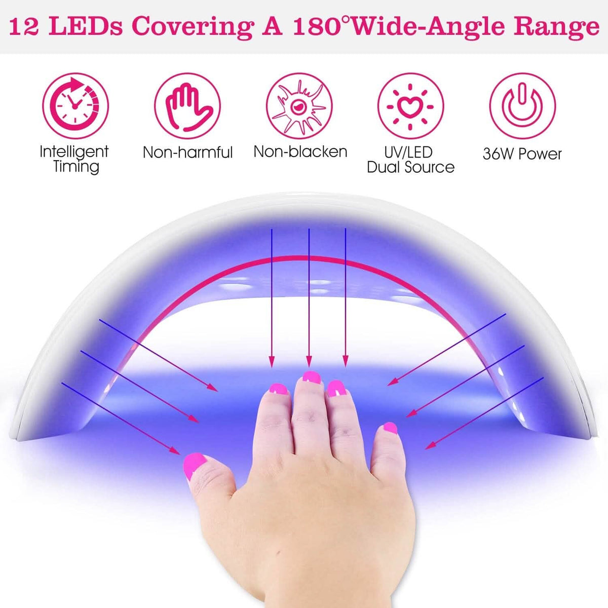 36W UV LED Lamp Nail Gel Dryer 12 LED Sensor Gel Curing Machine