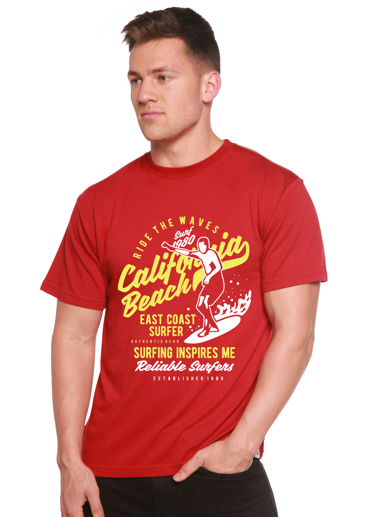 Ride The Waves Spun Bamboo® Men's Bamboo Viscose/Organic Cotton Short Sleeve Graphic T-Shirt