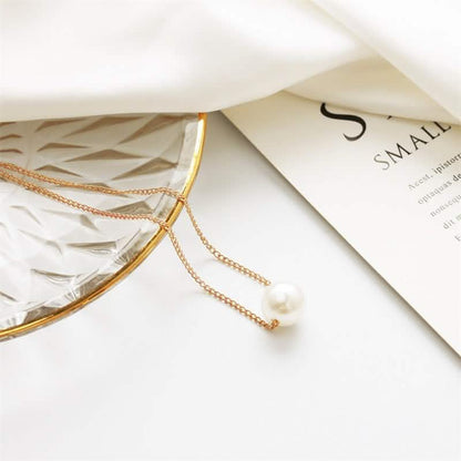 Women’s Minimalist White Pearl Beaded Necklace – Elegant Statement Chain
