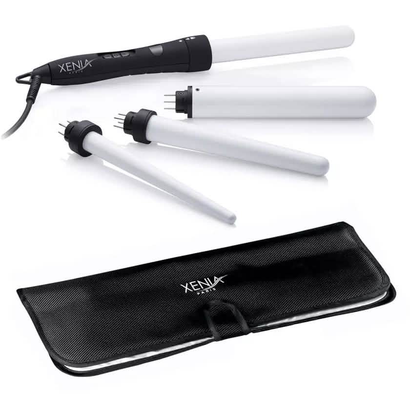 4-in-1 Interchangeable Ceramic Curling Wand Set with Protective Heat Station Mat