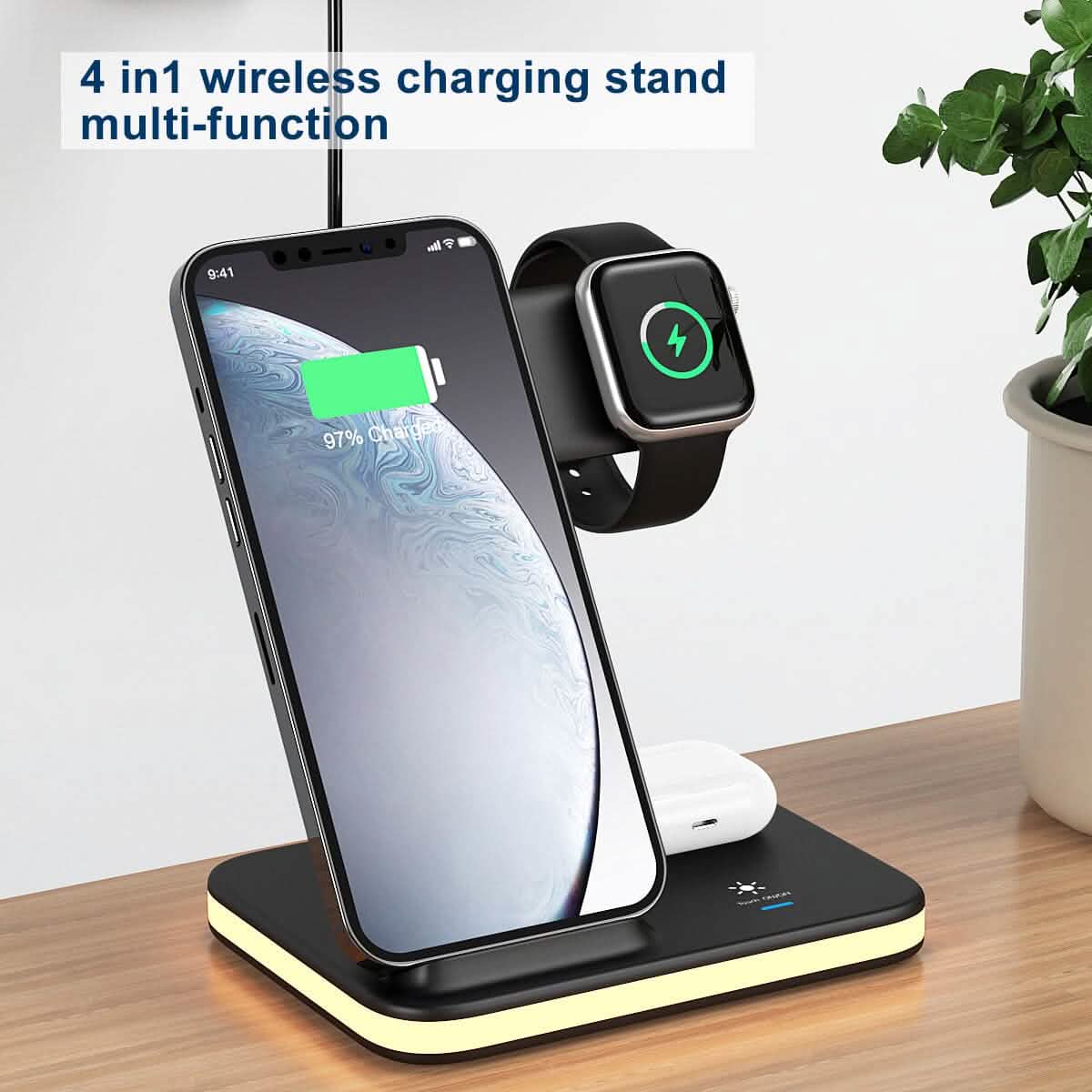 4-in-1 Wireless Charging Stand with Night Light