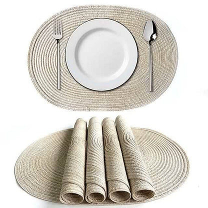 4-Pack: Cotton Oval Dining Mat