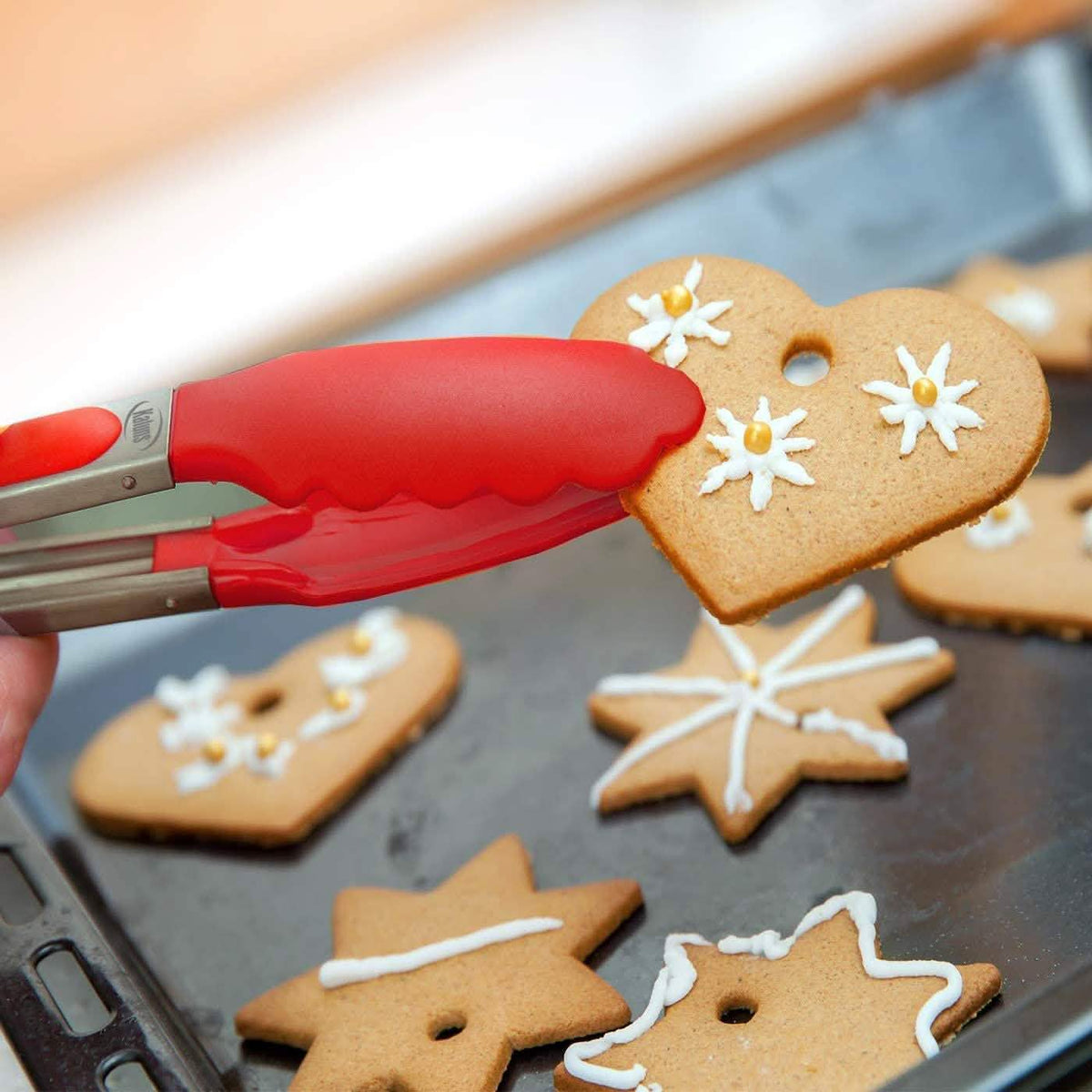 4-Pack: Kaluns Kitchen Tongs for Cooking with Silicone Spatula