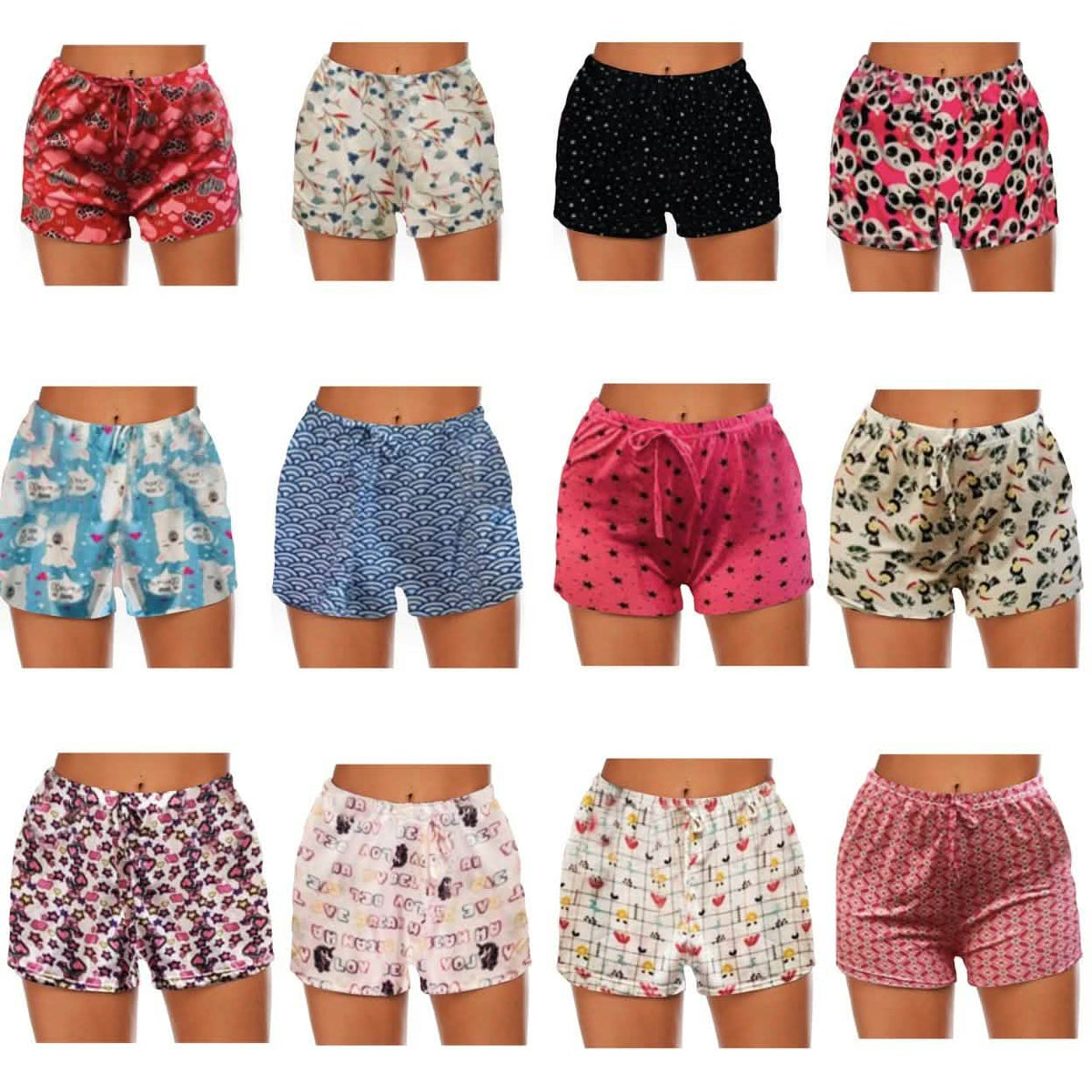 4-Pack: Mystery Deal Women's Comfy Lounge Bottom Pajama Shorts with Drawstring
