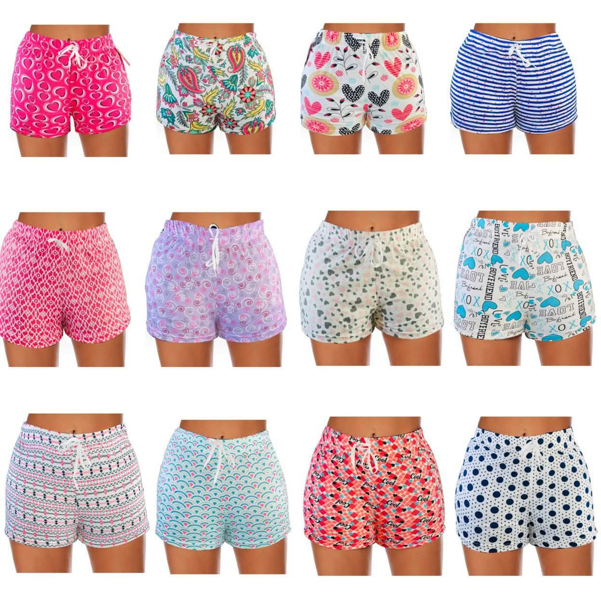 4-Pack: Mystery Deal Women's Comfy Lounge Bottom Pajama Shorts with Drawstring