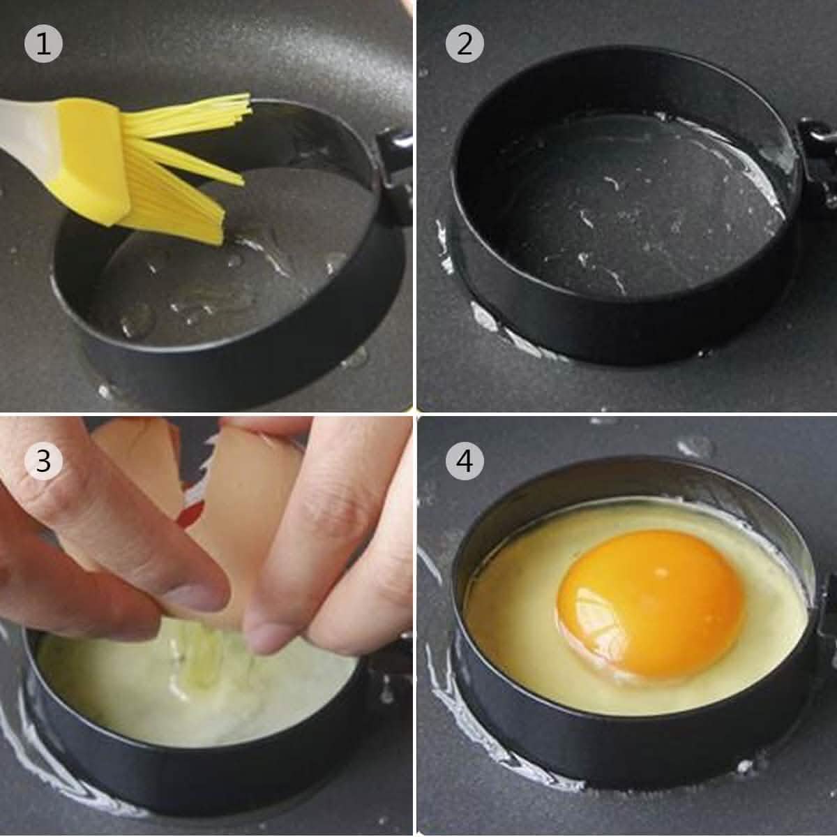4-Pack: Stainless Steel Egg Non-Stick Omelet Ring