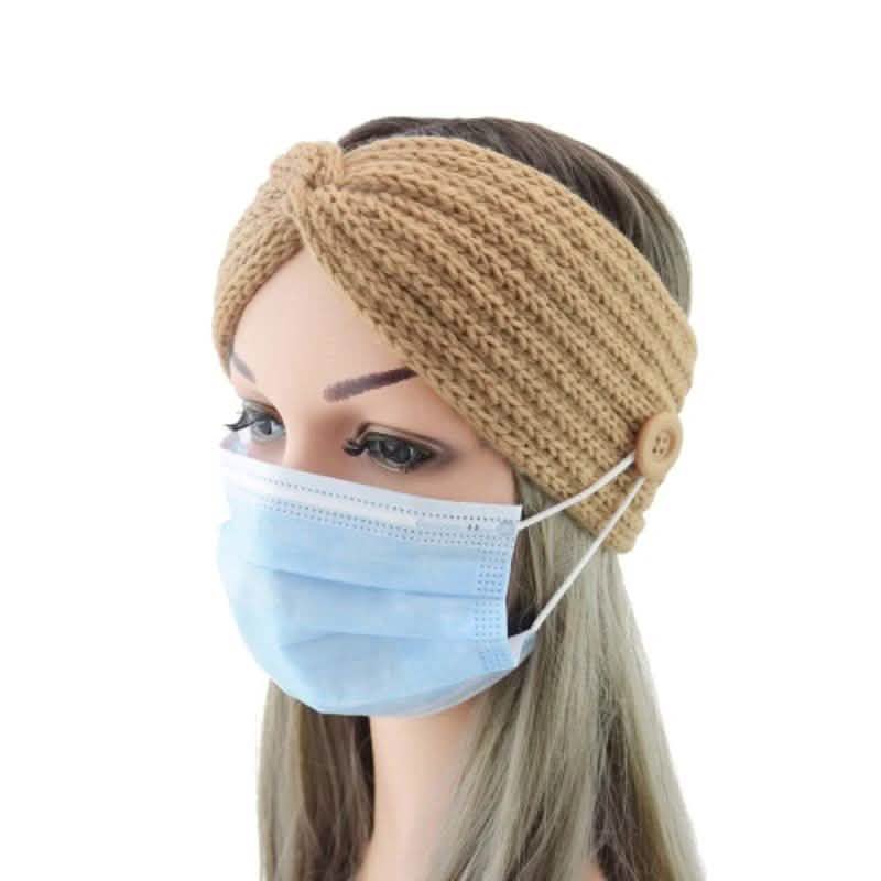 4-Pack: Women's Winter Headband and Ear Warmer with Buttons to Hold Mask