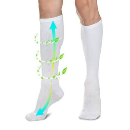 4-Pairs: White L/XL Compression Socks Running Sports Graduated Travel