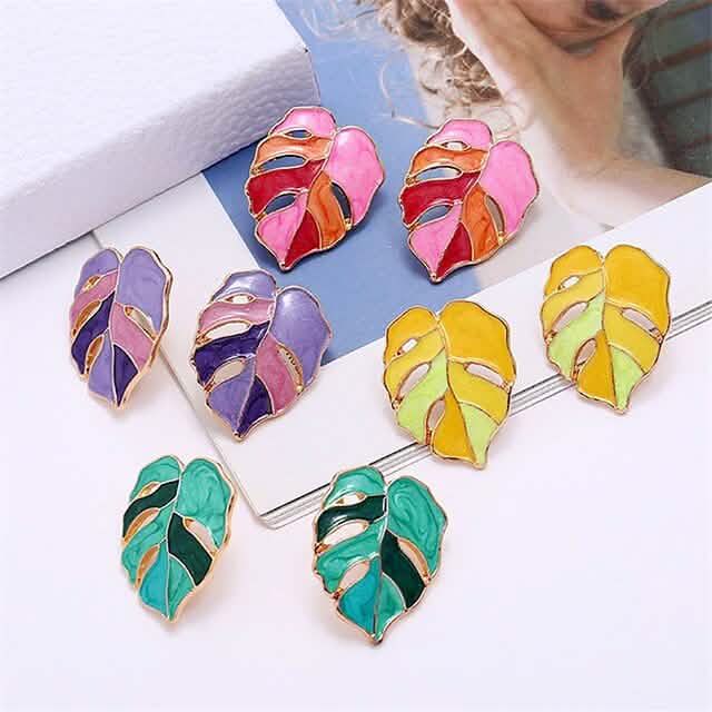 4-Pairs: Women's Vintage Leaf Fashion Earrings