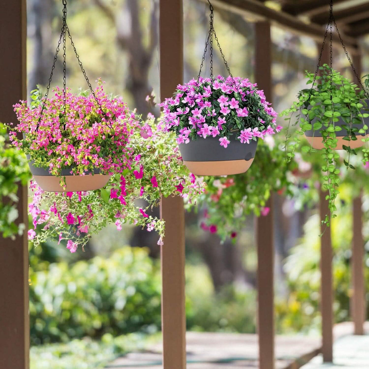 4-Piece: 9.64" Diameter Hanging Planter with Drainage Holes