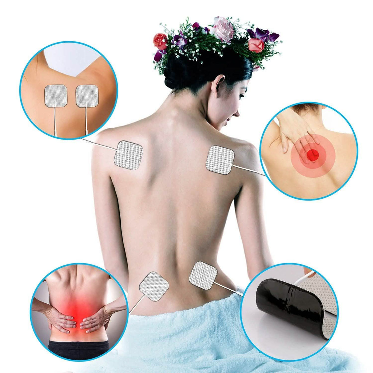 4-Piece: Reusable Self-Adhesive Replacement Electrode Pads