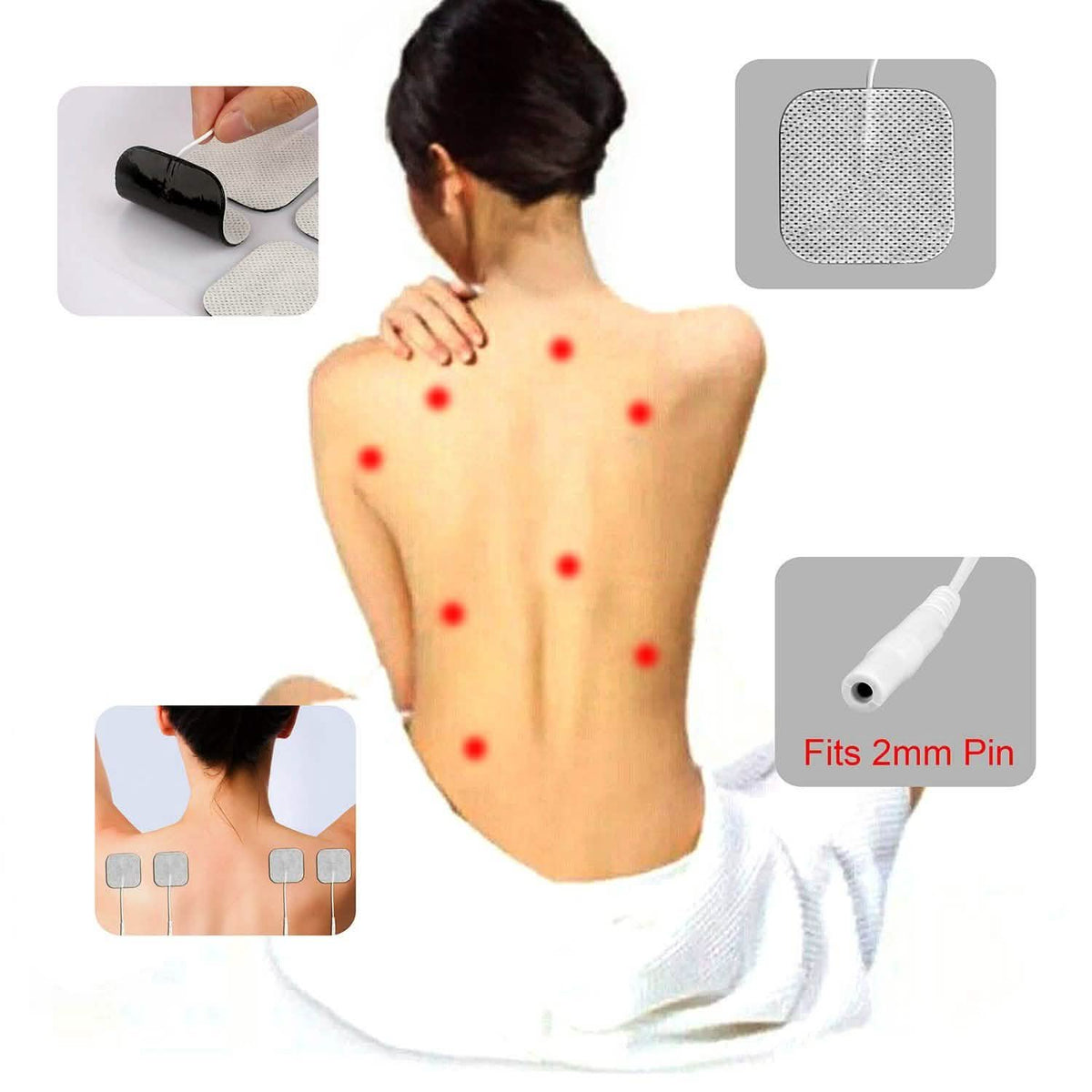 4-Piece: Reusable Self-Adhesive Replacement Electrode Pads