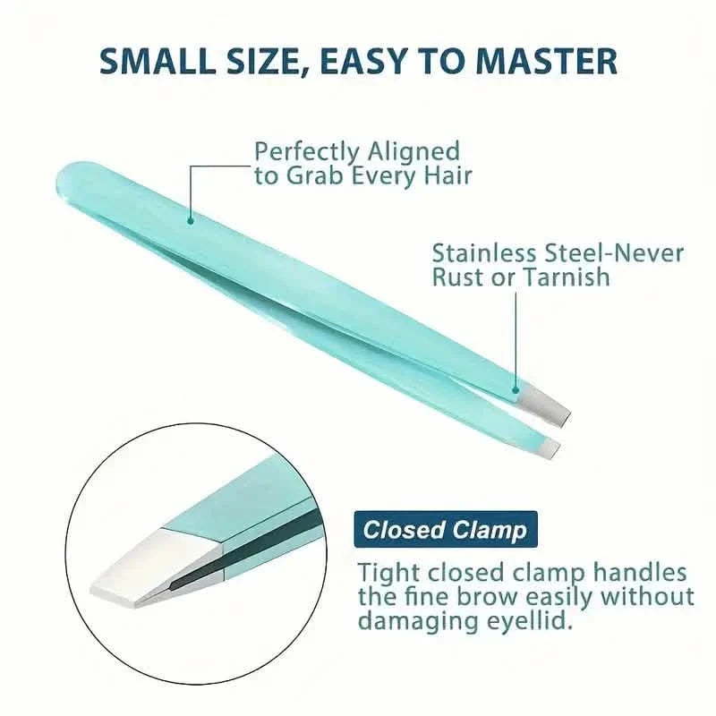 4-Pieces: Tweezers For Eyebrows, Straight, Slant, Angled and Pointy Tip