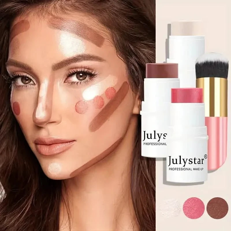 4-Pieces: Ultimate Cream Contour Kit - Seamless Blending Sticks with Highlighter, Blush & Bronzer