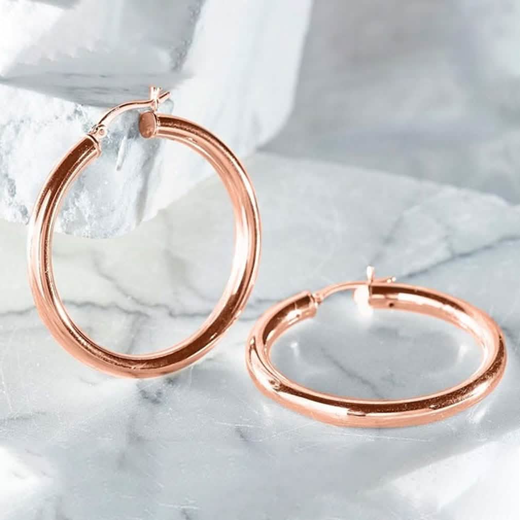 25mm Classic French Lock Hoops in Solid Sterling Silver