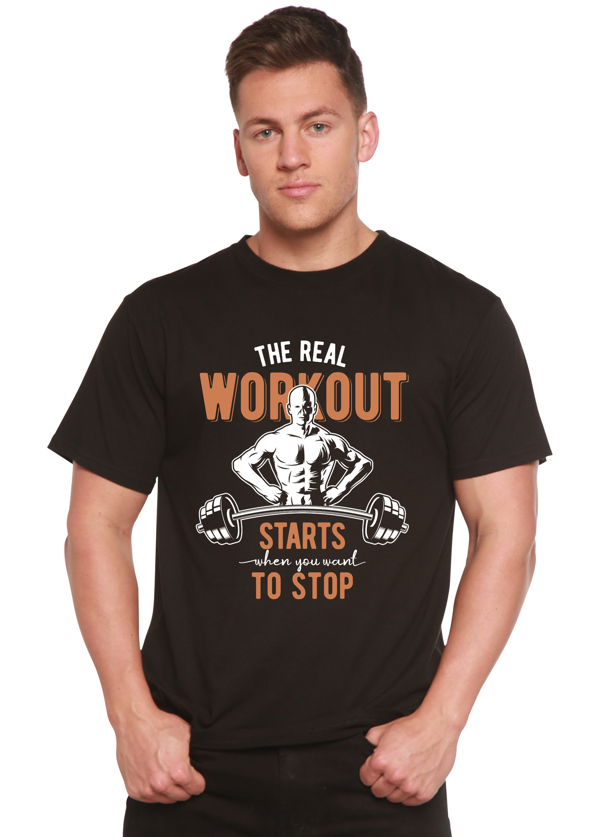 The Real Workout Men's Bamboo Viscose/Organic Cotton Short Sleeve Graphic T-Shirt