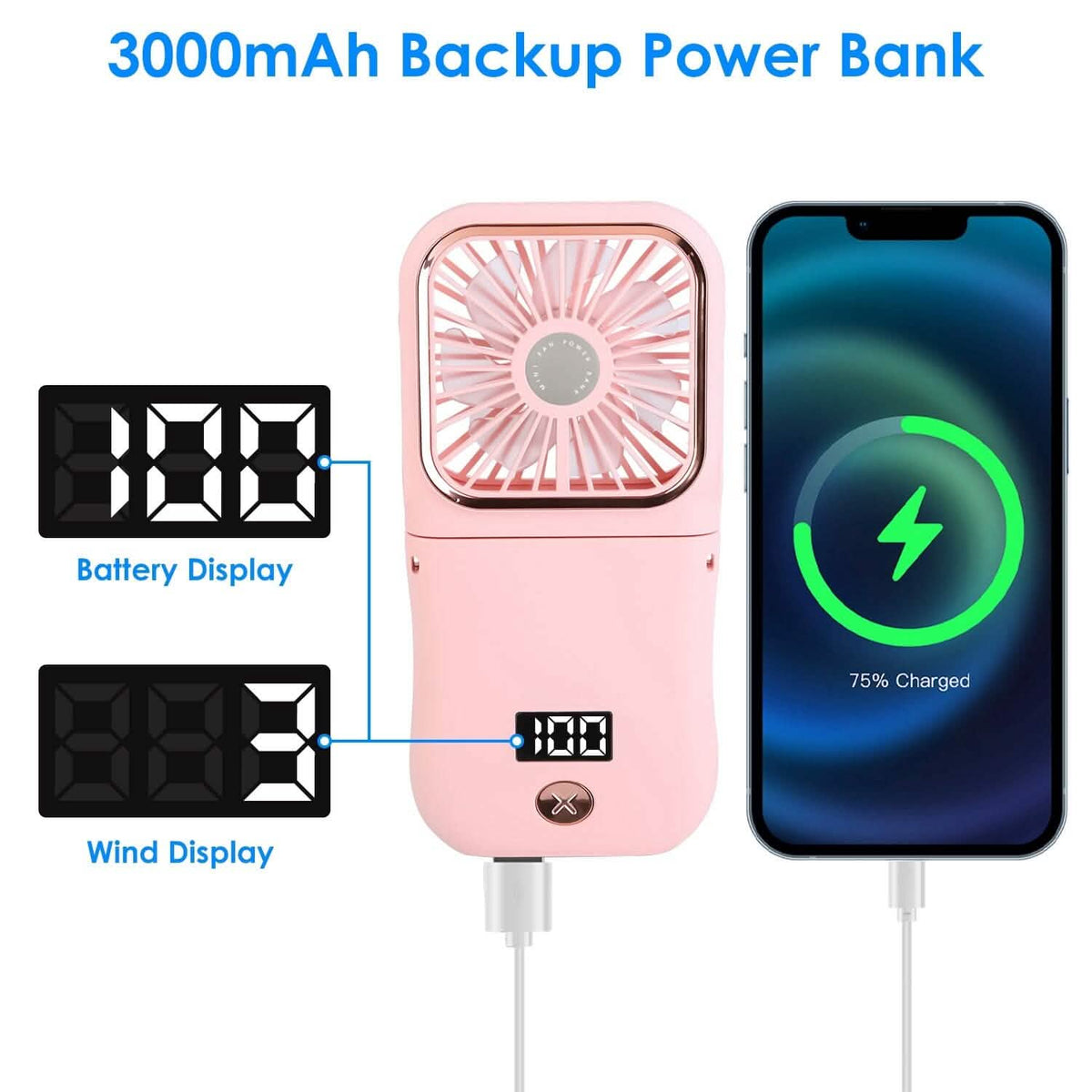 5-in-1 Folding Rechargeable Hands Free Mini Fan
