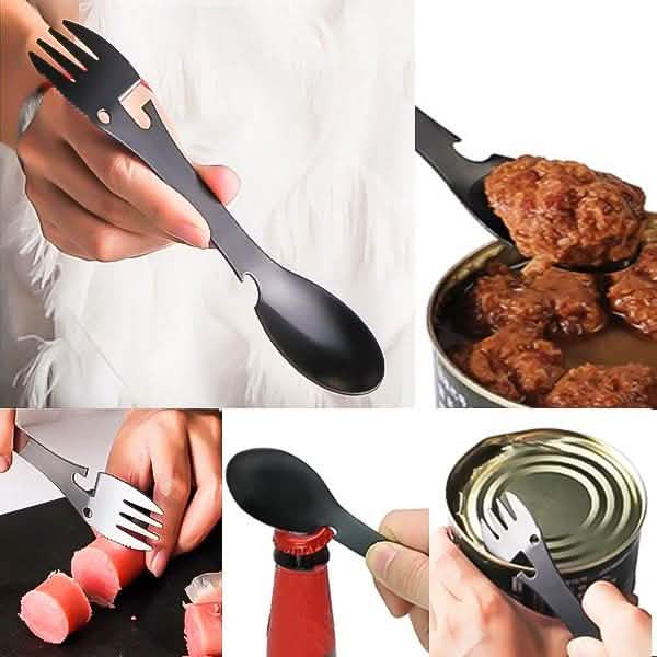 5-in-1 Multifunctional Stainless Steel Fork Knife Spoon Bottle Opener